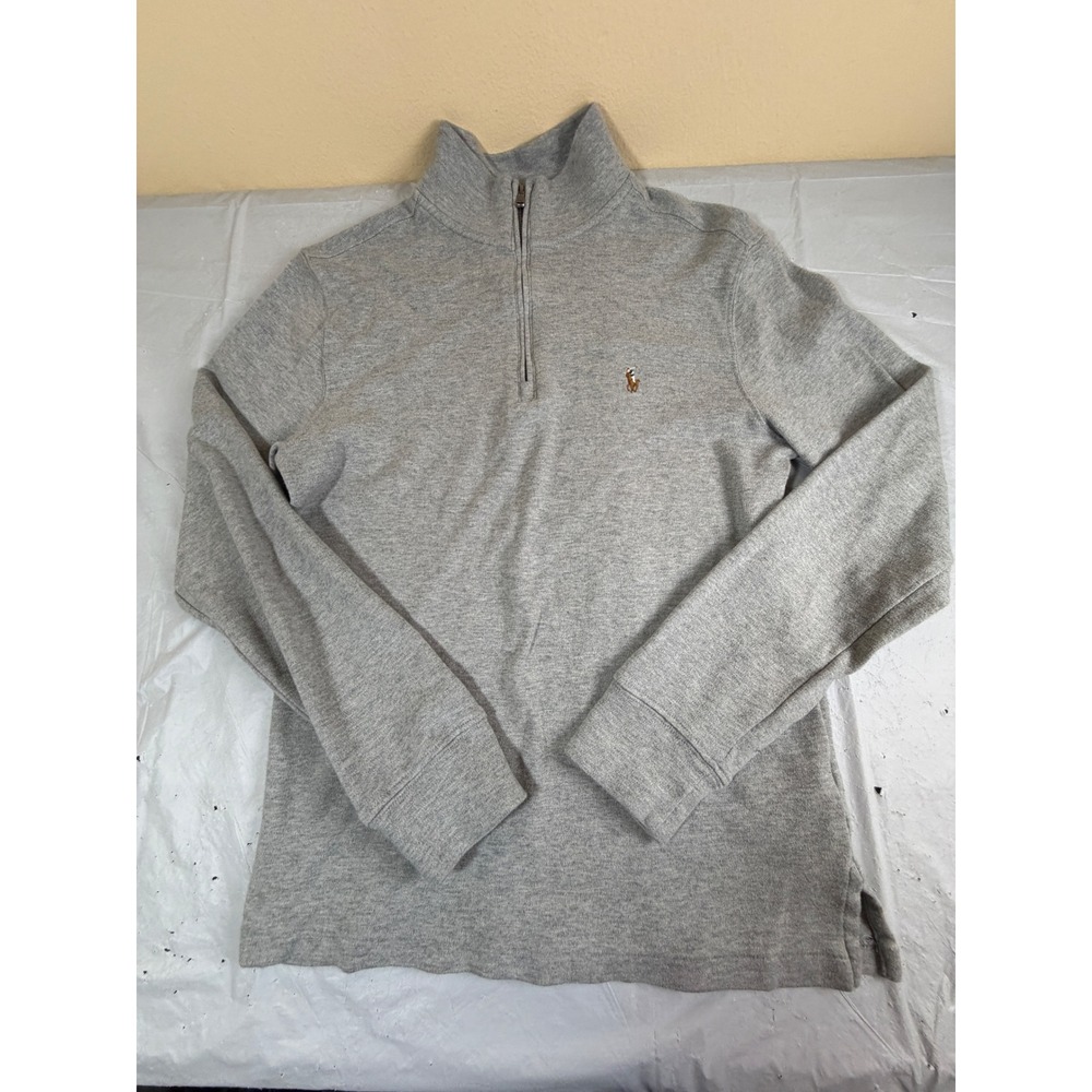Polo Ralph Lauren Boys Gray Quarter Zip Pullover Sweater Size Large 14-16 Pony‎
